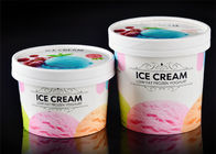 Ice Cream Disposable Paper Cup Embossing Printed With Paper Lid Cover