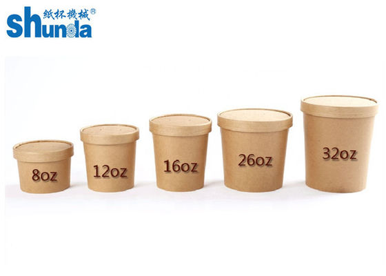 Kraft Paper Disposable Paper Cup Food Packaging With Lid Flexo Printing