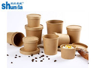 Disposable Kraft Paper Cup Food Packaging Container With Lid Flexo Printing
